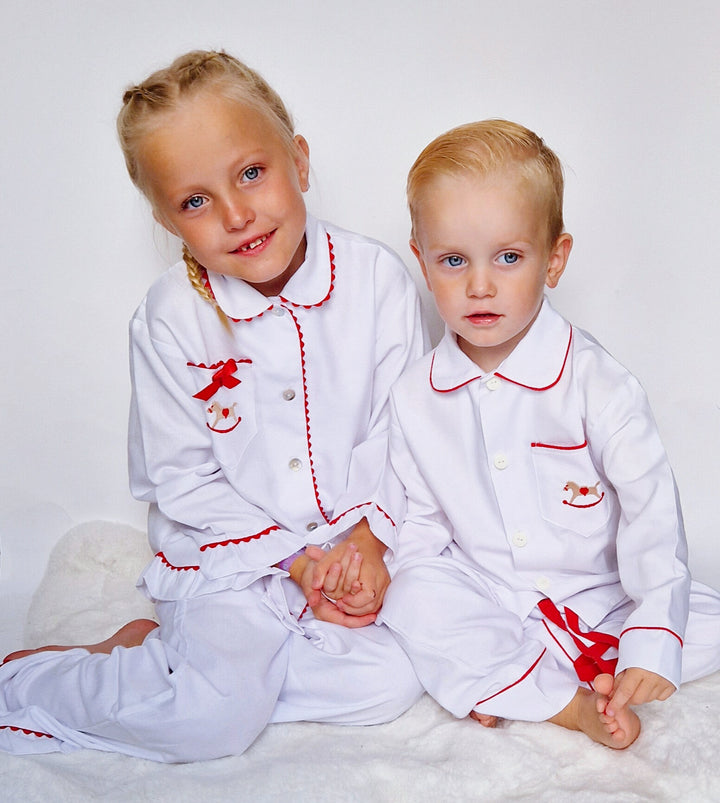 Salero Spanish Red and White Boys Rocking Horse Christmas Pyjamas