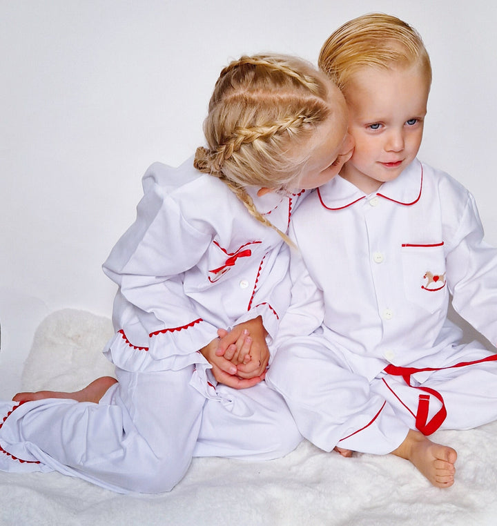 Salero Spanish Girls Red and White Rocking Horse Christmas Pyjamas & Dressing Gown