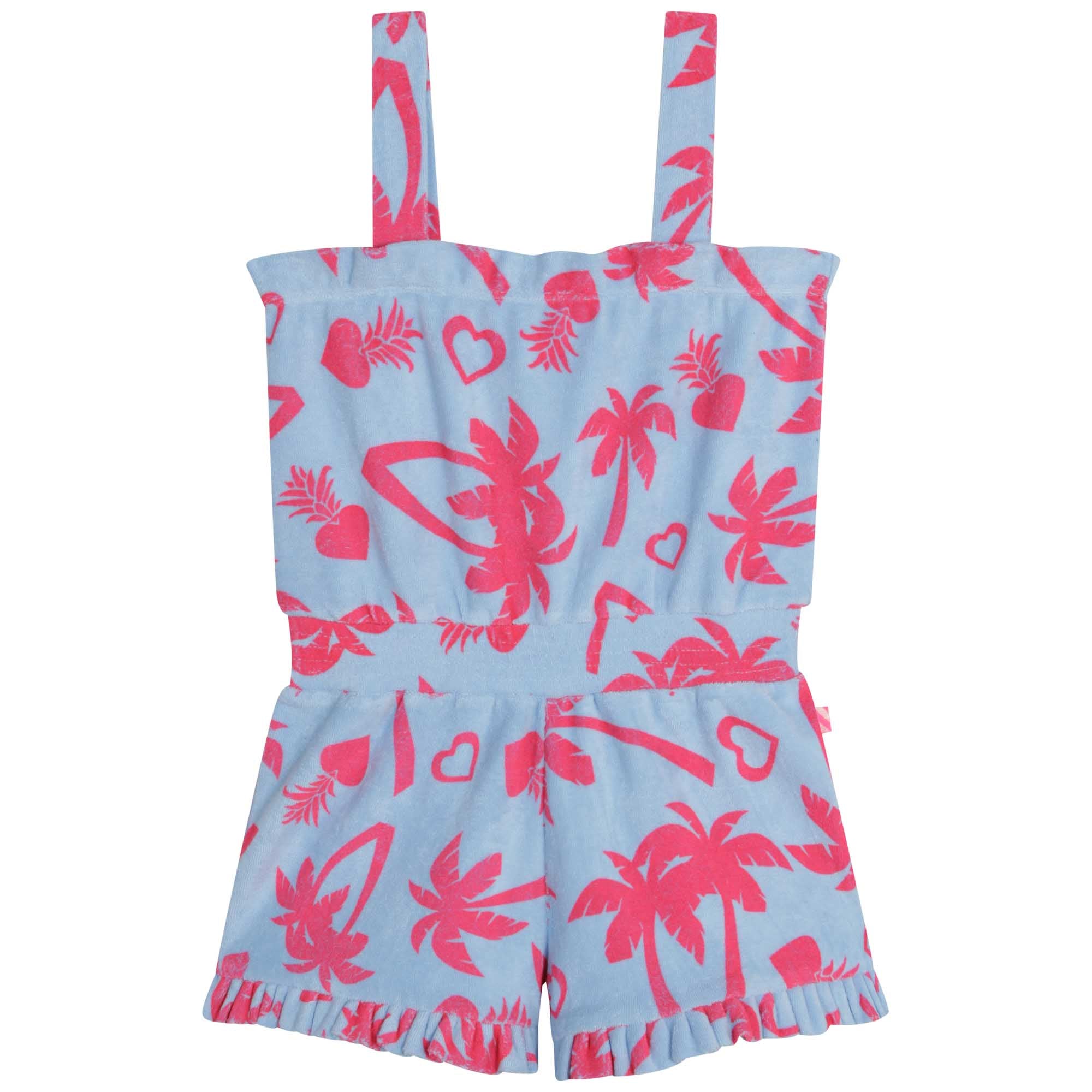 SS23 Billieblush Girls Blue & Pink Palm Tree Towelling Playsuit ...