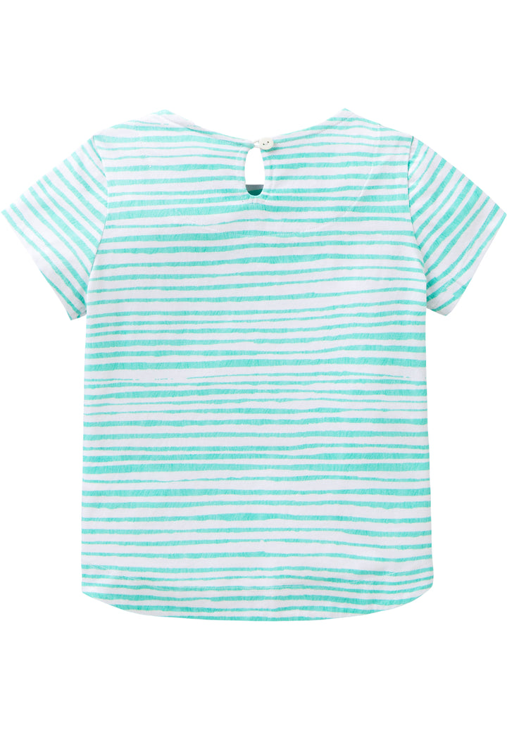SS18 Oilily Taliz Short Sleeve T-Shirt 62 Aqua Stripe With Flamingo