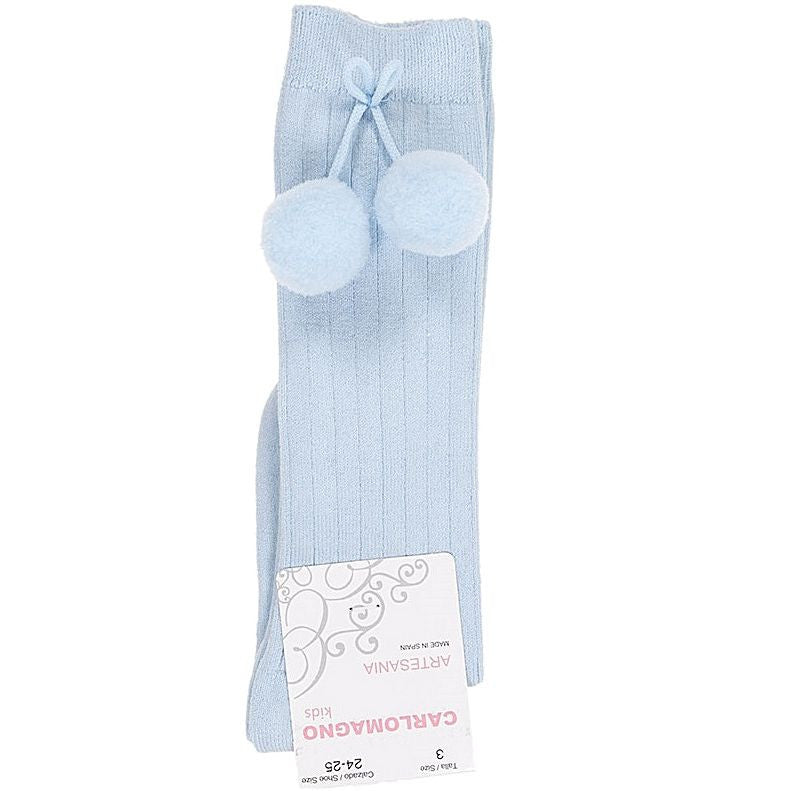 Carlomagno Baby Blue Pom-Pom Socks