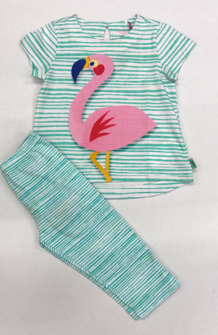 SS18 Oilily Taliz Short Sleeve T-Shirt 62 Aqua Stripe With Flamingo