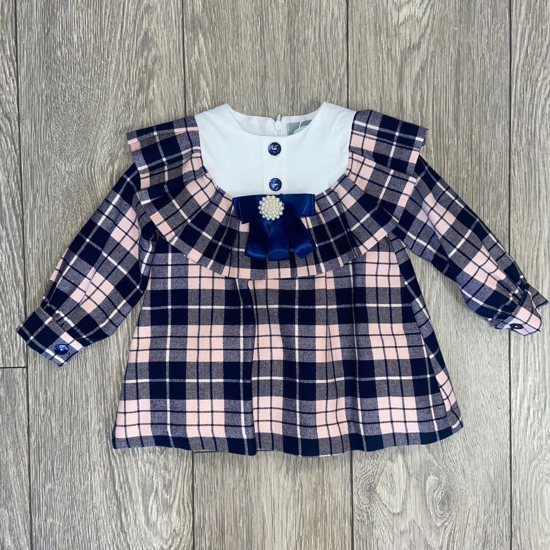 AW21 Rochy Girls Pink & Navy Check A-Line Dress
