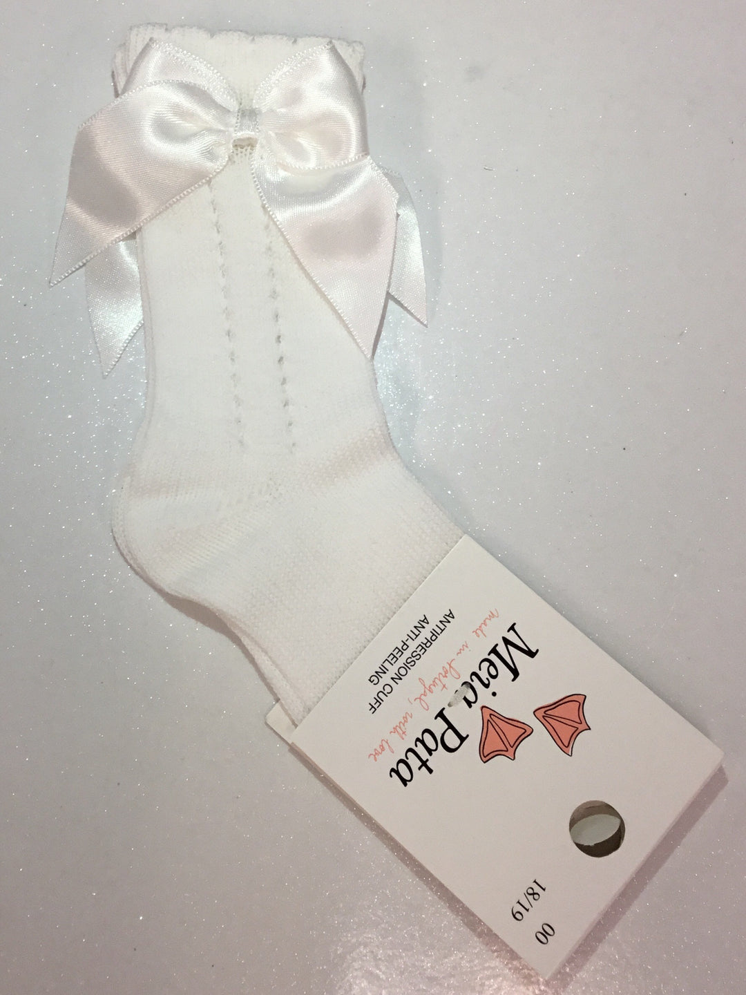 Meia Pata Girls Cream Bow Knee High Socks