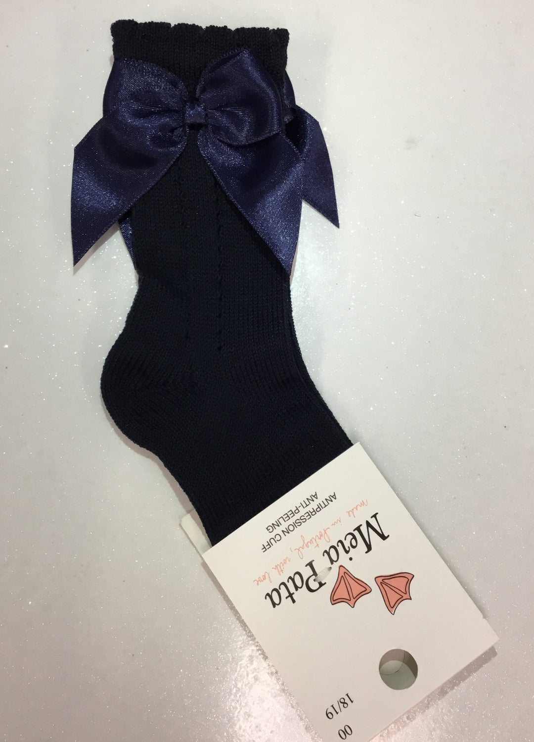 Meia Pata Girls Navy Bow Knee High Socks
