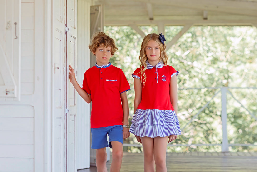 SS24 Miranda Girls Red Nautical Dress 1407-V