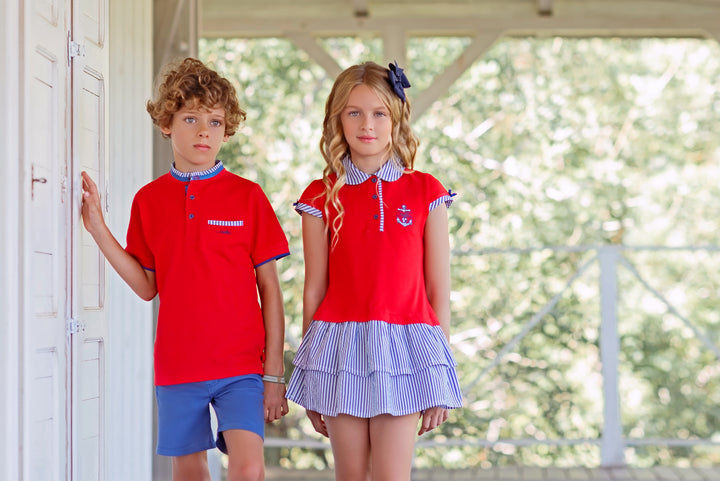 SS24 Miranda Girls Red Nautical Dress 1407-V