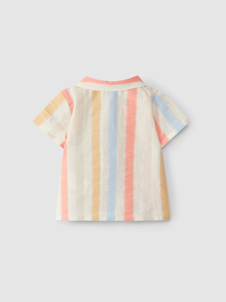 SS24 Laranjinha Boys Beige Striped Shirt