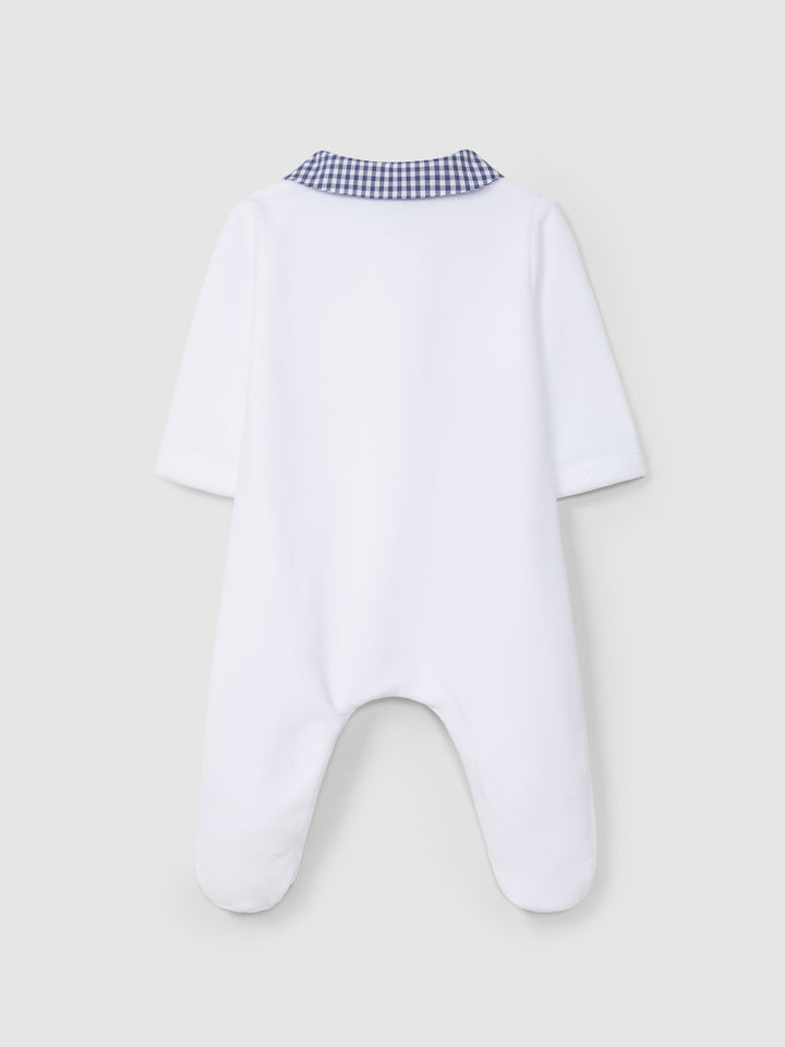 AW24 Laranjinha Baby Boy Navy Blue & White Check Babygrow I4022