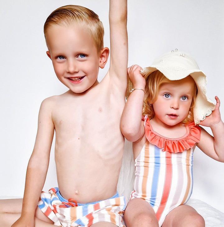 SS24 Laranjinha Boys Striped Swimming Trunks
