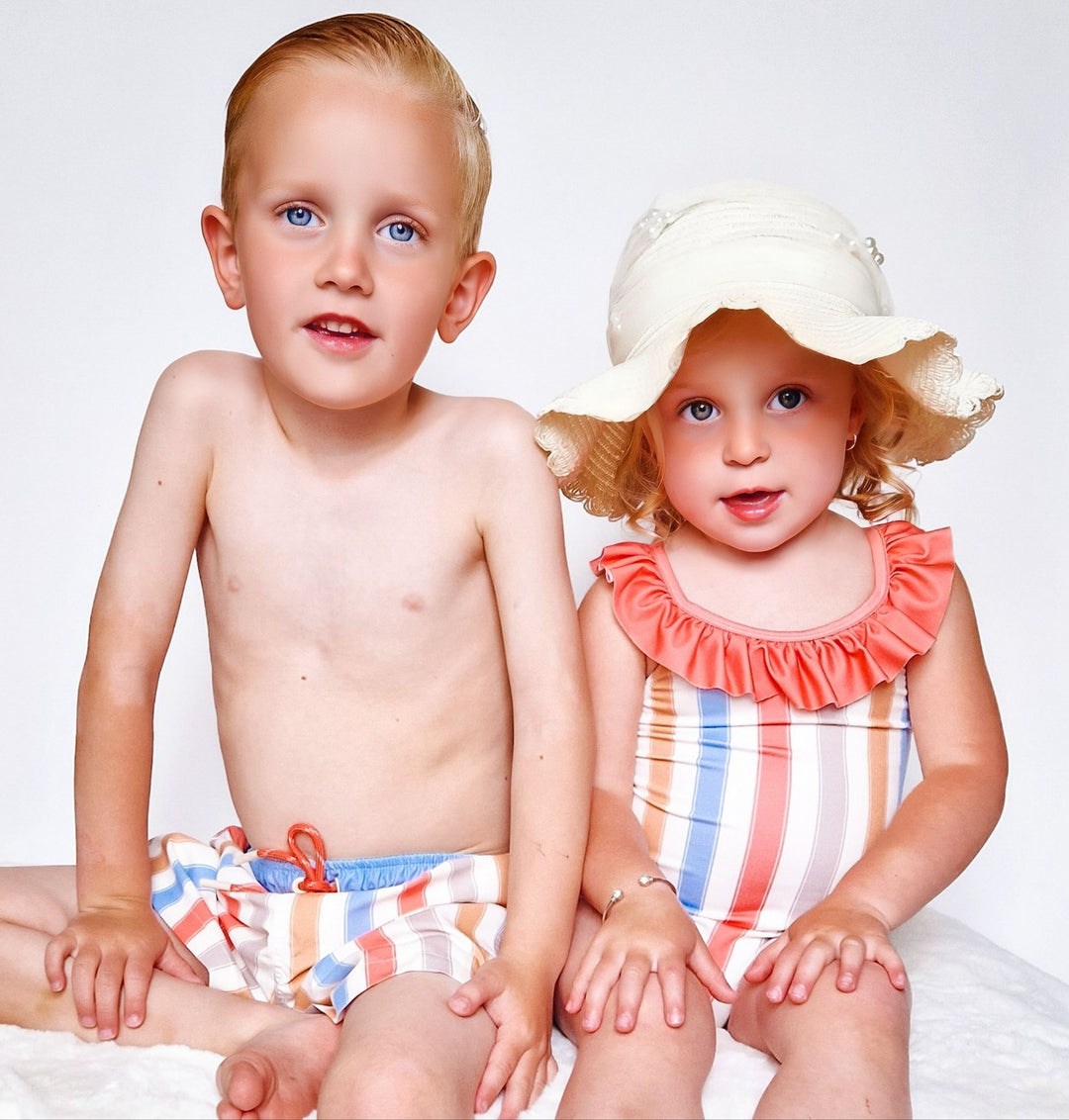 SS24 Laranjinha Boys Striped Swimming Trunks