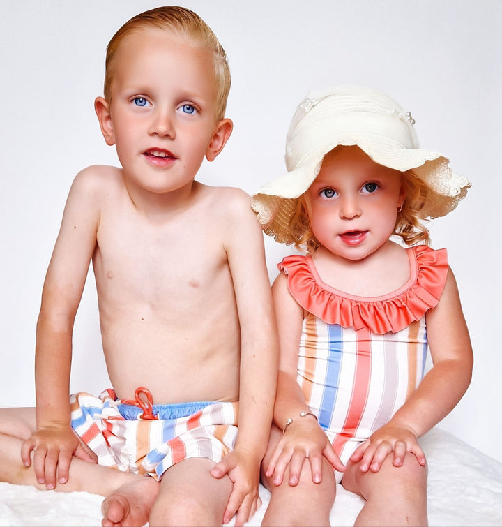 SS24 Laranjinha Boys Striped Swimming Trunks