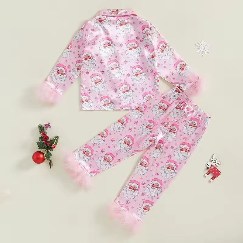 Christmas Girls Santa Pink Pyjamas