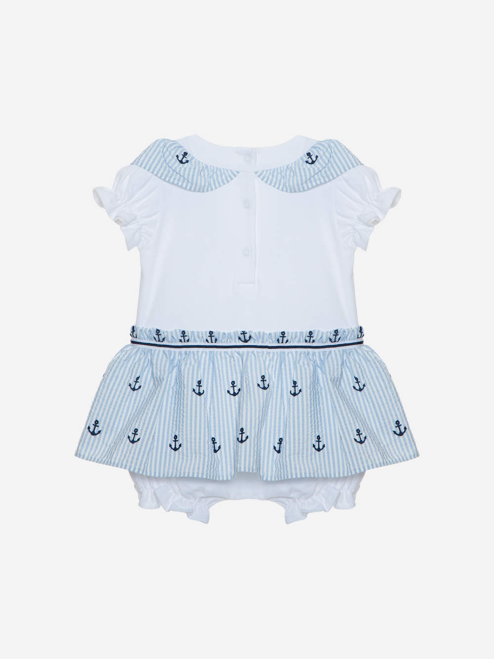SS24 Patachou Baby Girls Blue & White Nautical Romper
