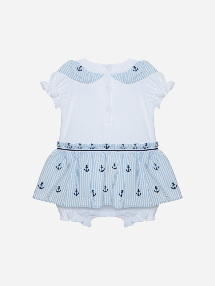 SS24 Patachou Baby Girls Blue & White Nautical Romper