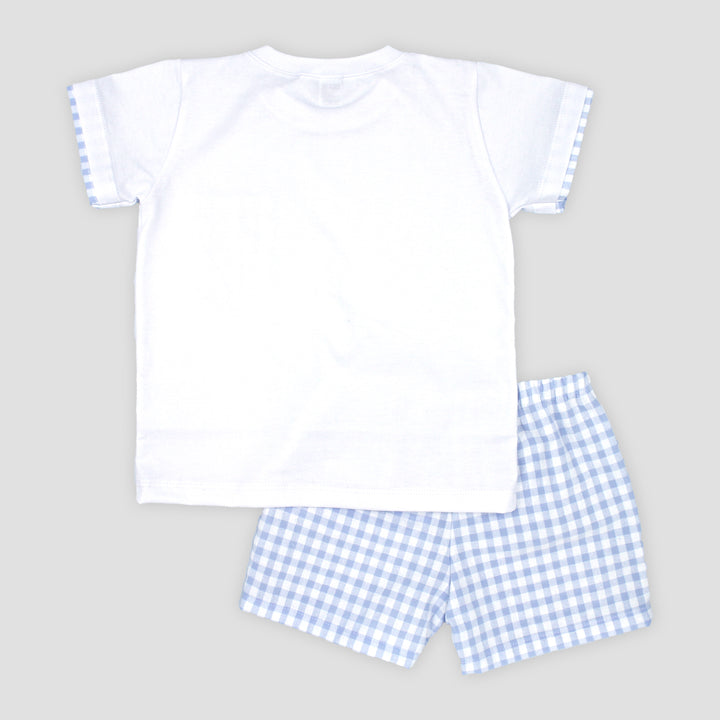 SS25 Rapife Boys Blue & White Check Shorts Set