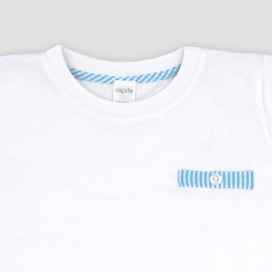 SS25 Rapife Boys Turquoise & White Stripe Shorts Set