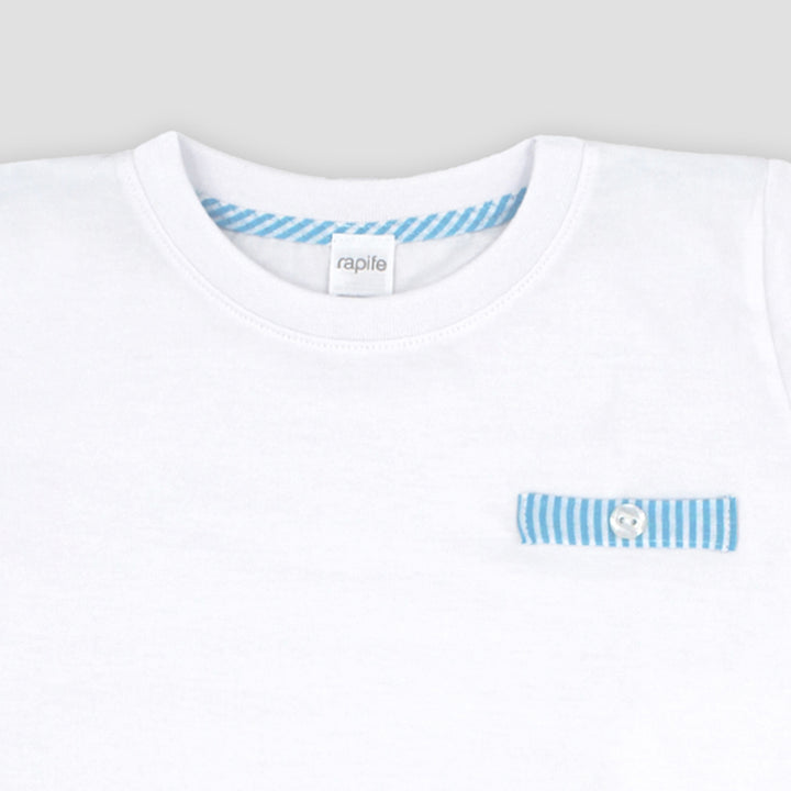 SS25 Rapife Boys Turquoise & White Stripe Shorts Set
