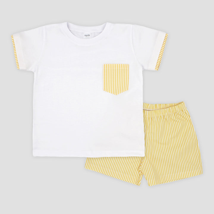 SS25 Rapife Boys Yellow & White Stripe Shorts Set