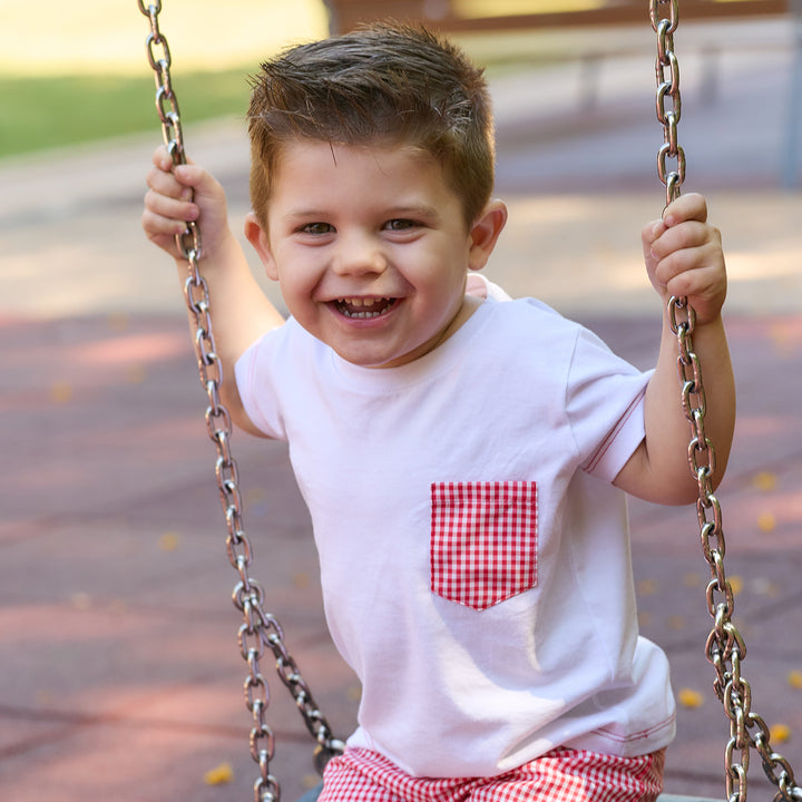SS25 Rapife Boys Red & White Check Shorts Set