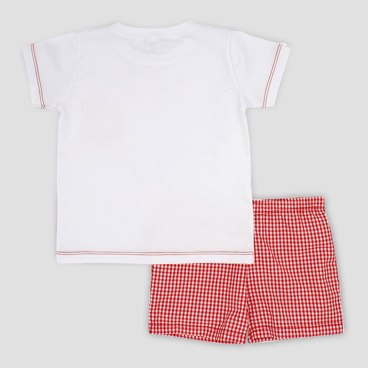 SS25 Rapife Boys Red & White Check Shorts Set