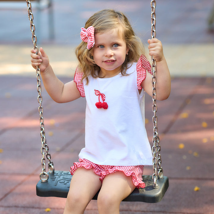 SS25 Rapife Girls Red & White Check Shorts Set