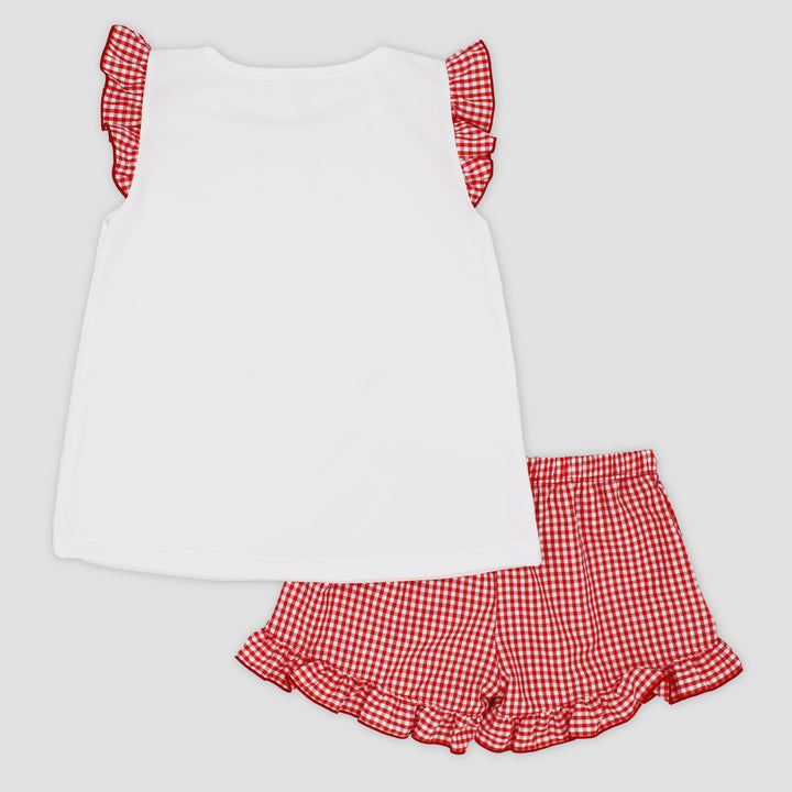 SS25 Rapife Girls Red & White Check Shorts Set