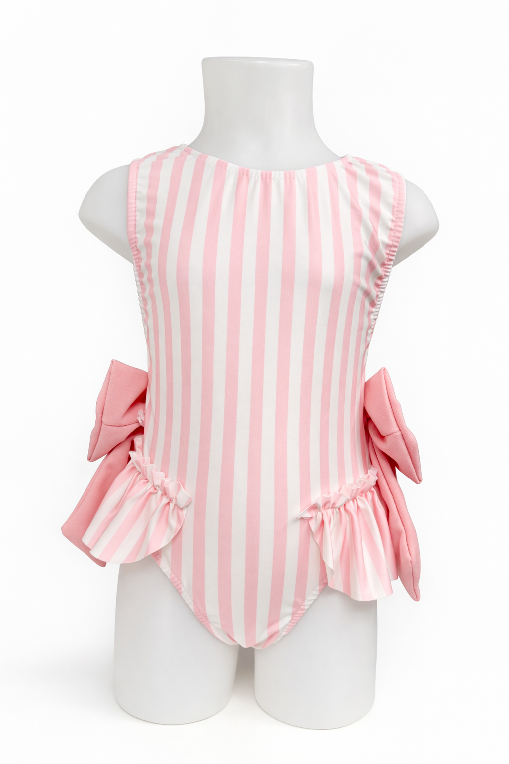 Girls Pink Stripe Bow Swimsuit - Liquorice Kids