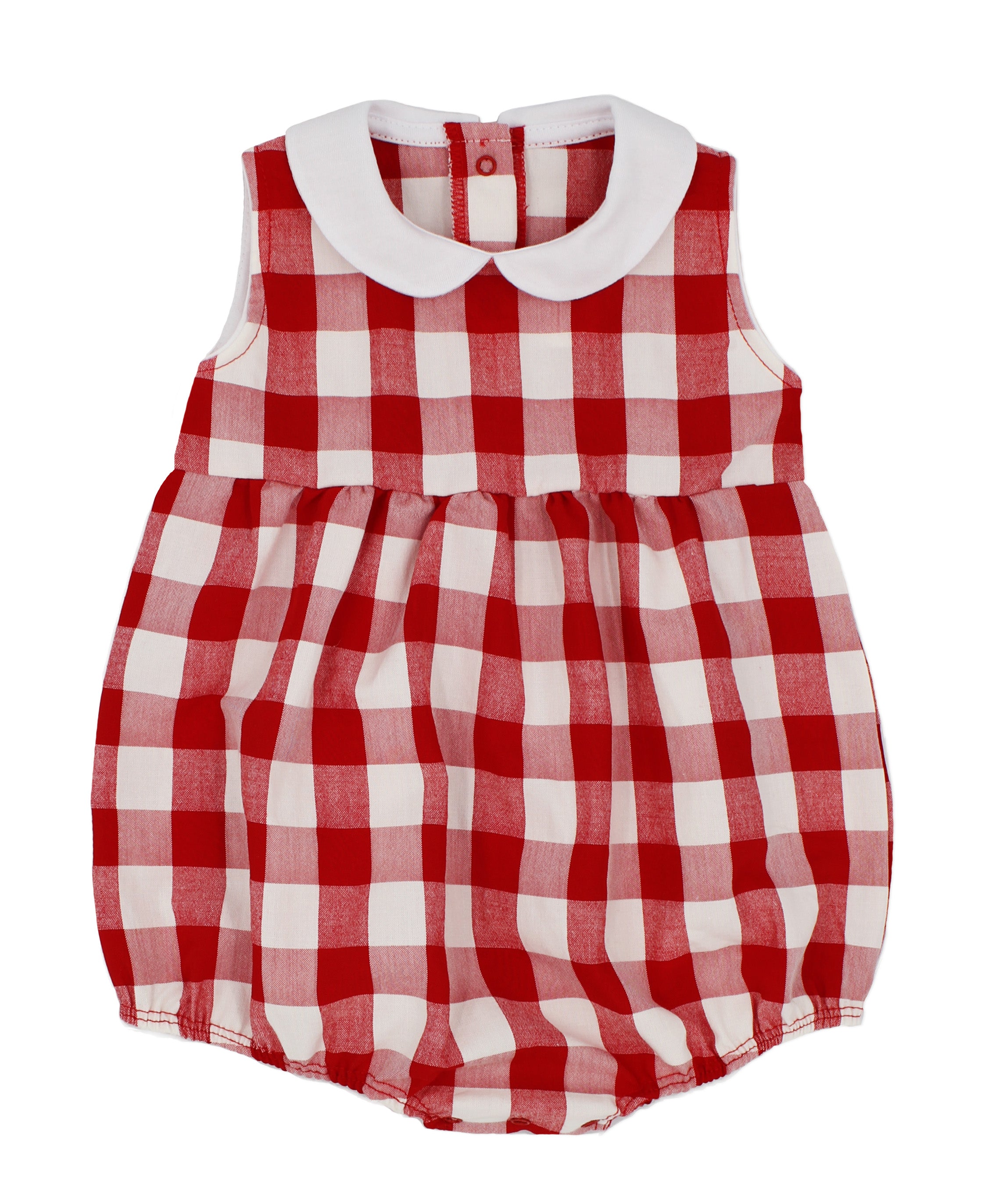 SS24 Rapife Baby Red Check Peter Pan Collar Romper – Liquorice Kids