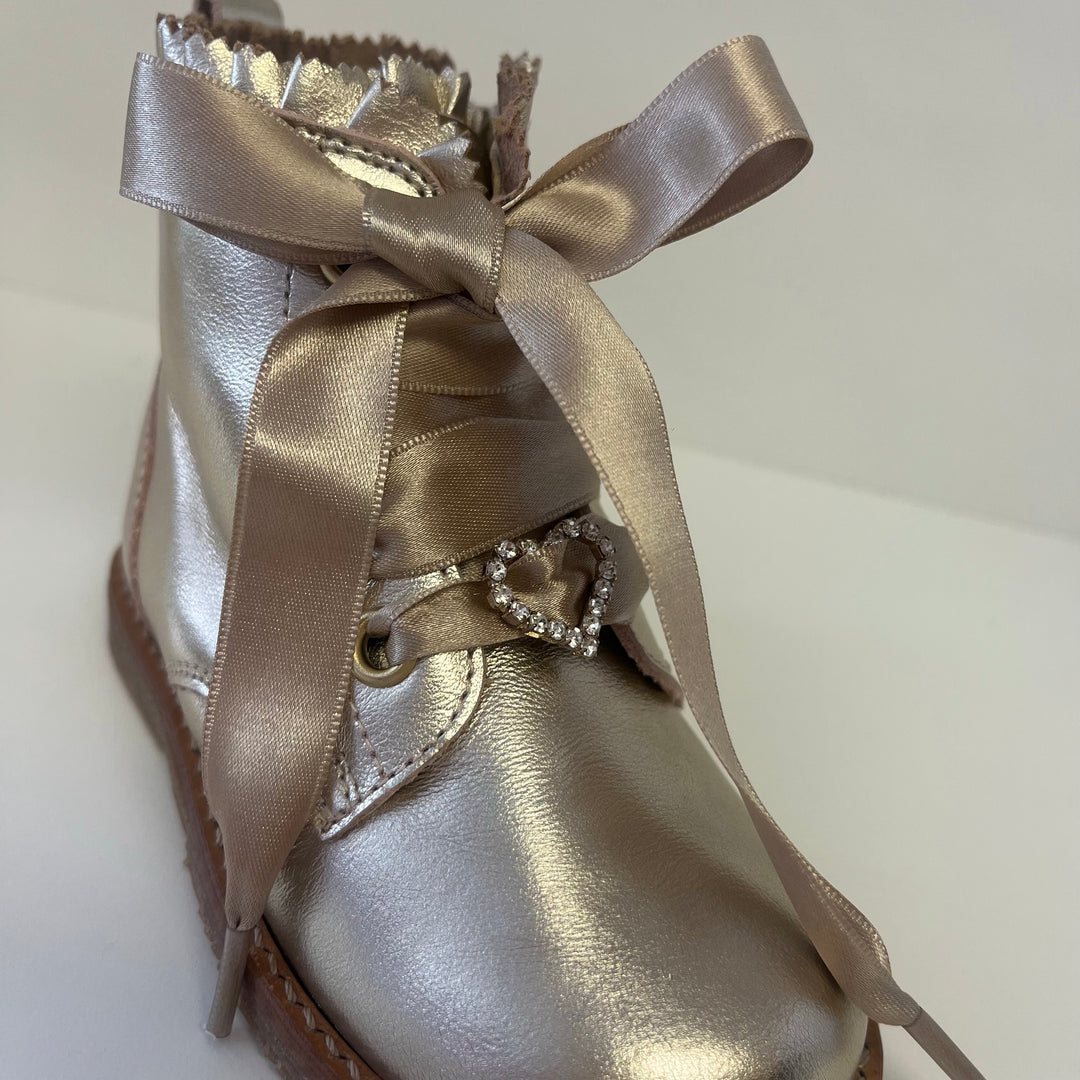 Andanines Girls Gold Heart Boots - Main Image