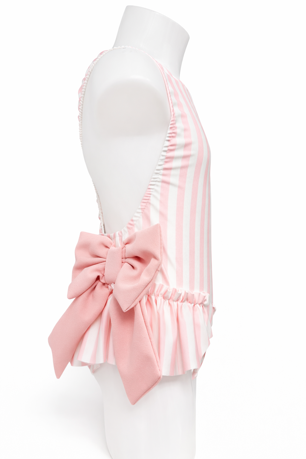 Girls Pink Stripe Bow Swimsuit - Liquorice Kids