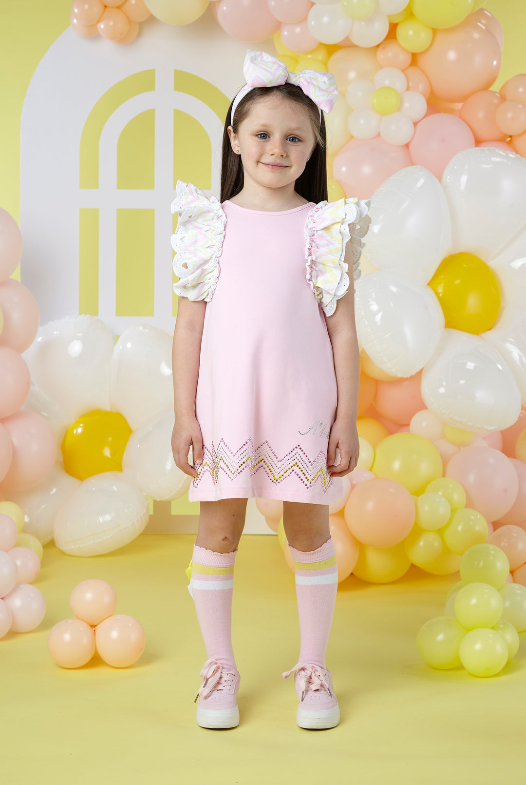 SS24 A Dee Girls Lelli Pink Bow Knee High Socks