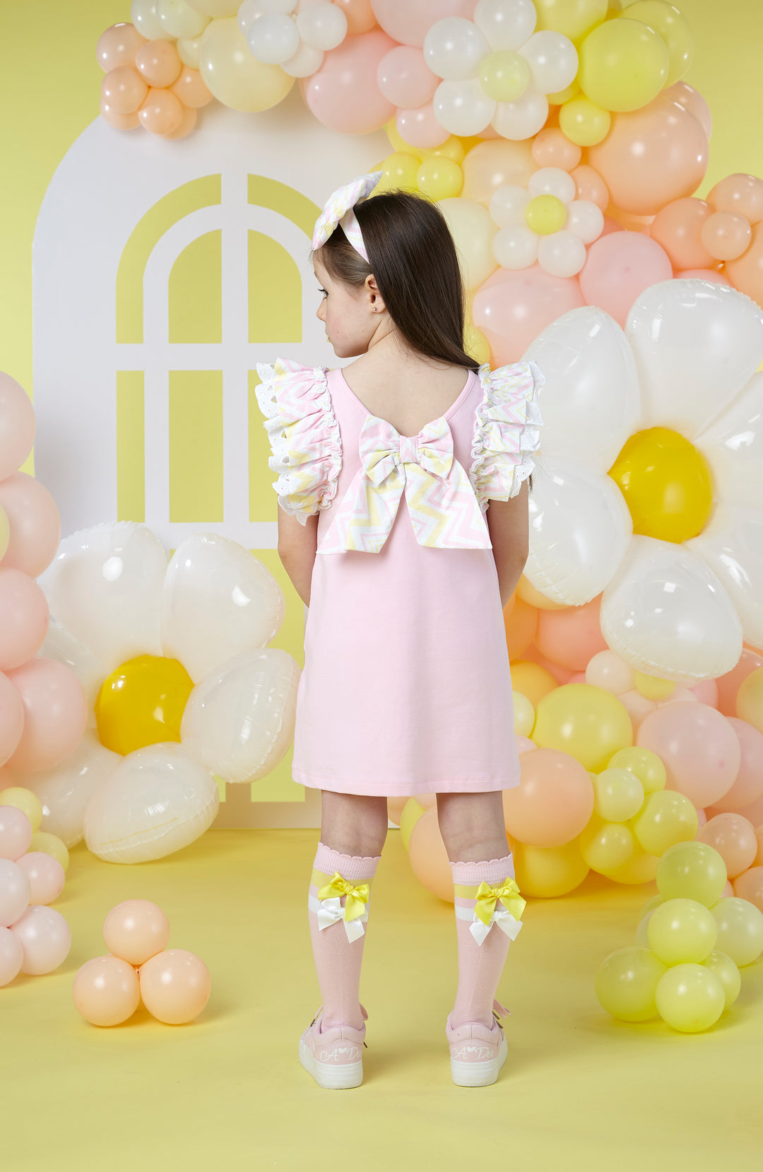 SS24 A Dee Girls Lelli Pink Bow Knee High Socks