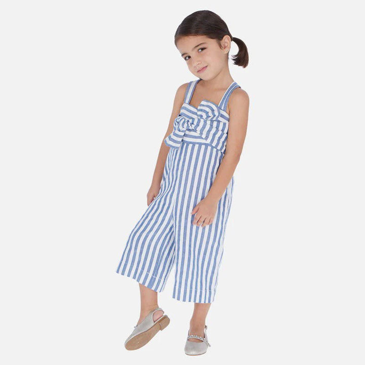 SS23 Mayoral Girls Blue & White Stripe Jumpsuit 3817