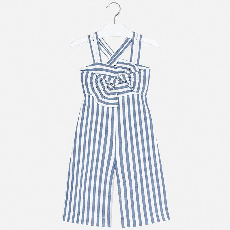SS23 Mayoral Girls Blue & White Stripe Jumpsuit 3817