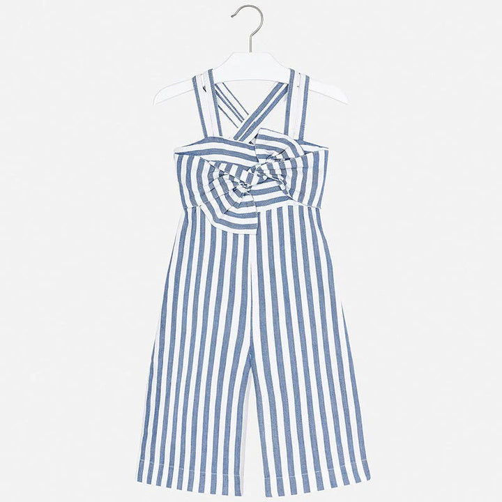 SS23 Mayoral Girls Blue & White Stripe Jumpsuit 3817