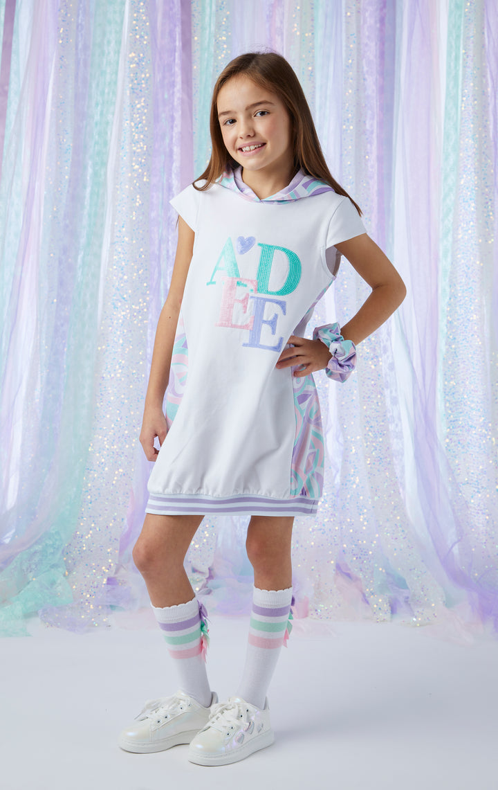 SS24 A Dee Girls Nadia Popping Pastels Hooded Dress