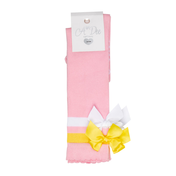 SS24 A Dee Girls Lelli Pink Bow Knee High Socks