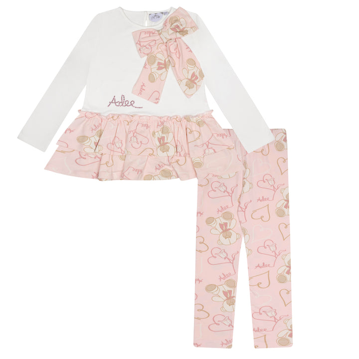 AW24 A Dee Girls Summer Teddy Print Bow Leggings Set