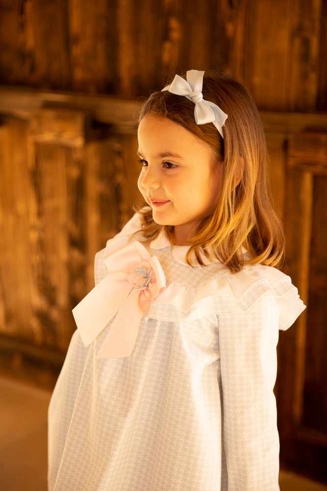 AW22 Rochy Girls Blue & White Dogtooth Bow Hairband