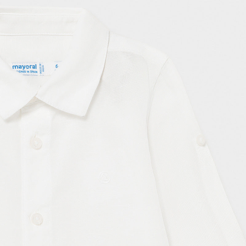SS21 Mayoral Toddler Boys White Linen Shirt 117