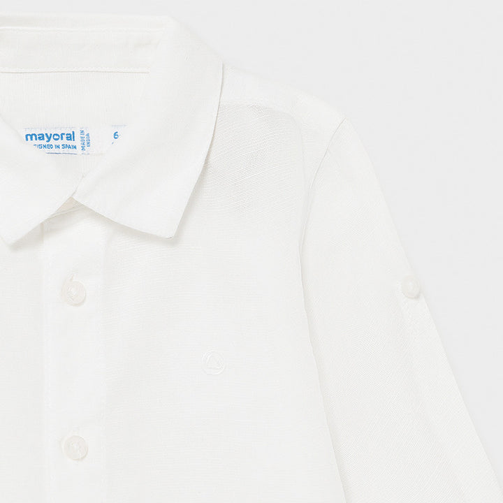 SS21 Mayoral Toddler Boys White Linen Shirt 117