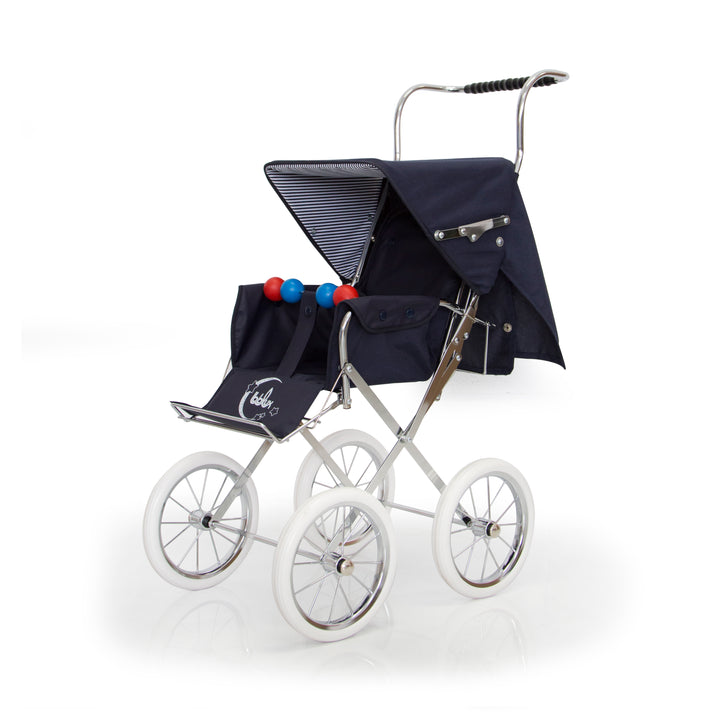 BebeLux 'Classic Big' Spanish Doll's Pushchair In Navy & Bag 2311-M