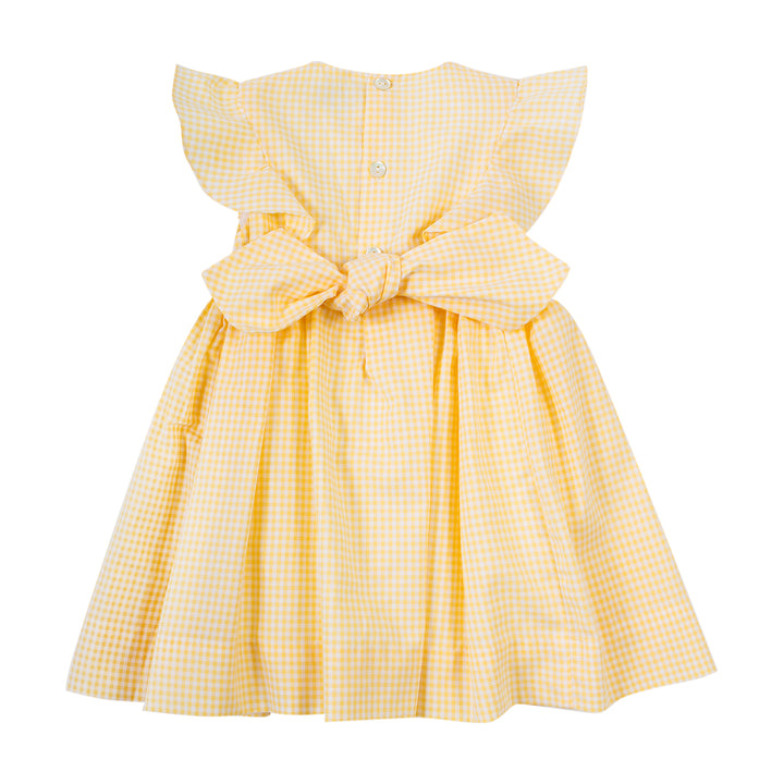 SS23 Kidiwi Girls Albane Lemon & White Smocked Dress
