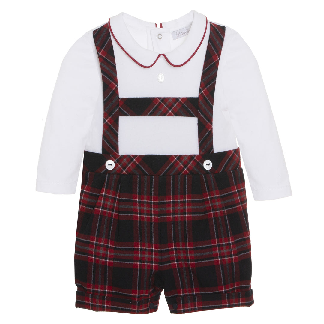 AW22 Patachou Baby Boys Red Tartan Romper Set