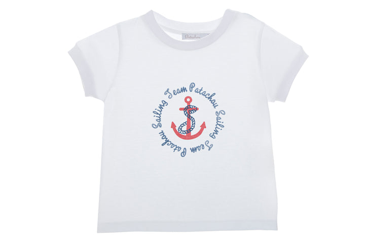 SS23 Patachou Boys Navy Blue & White Nautical Shorts Set