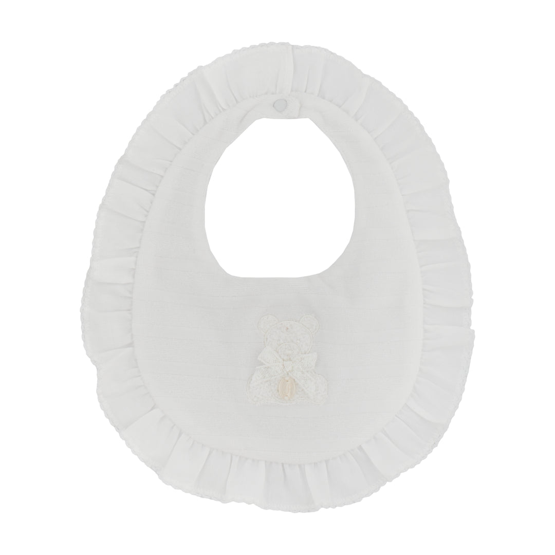 AW22 Patachou Baby White Teddy Bear Bib - Liquorice Kids