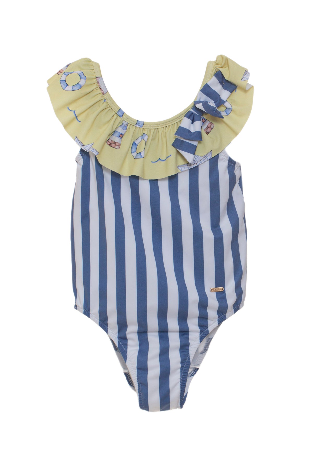 SS23 Patachou Girls Blue & White Stripe Nautical Swimming Costume –  Liquorice Kids