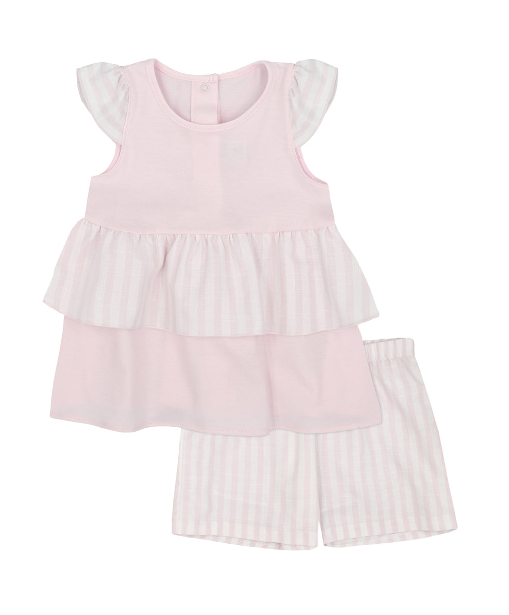SS23 Rapife Girls Cala Pink & White Stripe Shorts Set - Liquorice Kids