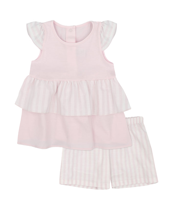 SS23 Rapife Girls Cala Pink & White Stripe Shorts Set - Liquorice Kids